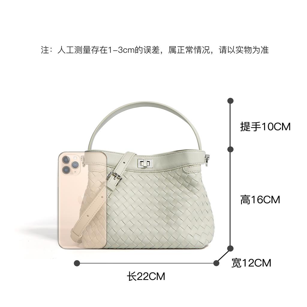 Genți noi de damă din piele de vacă țesută, genți tip bucket din piele naturală 2025, genți de umăr portabile, de navetă, texturate și la modă