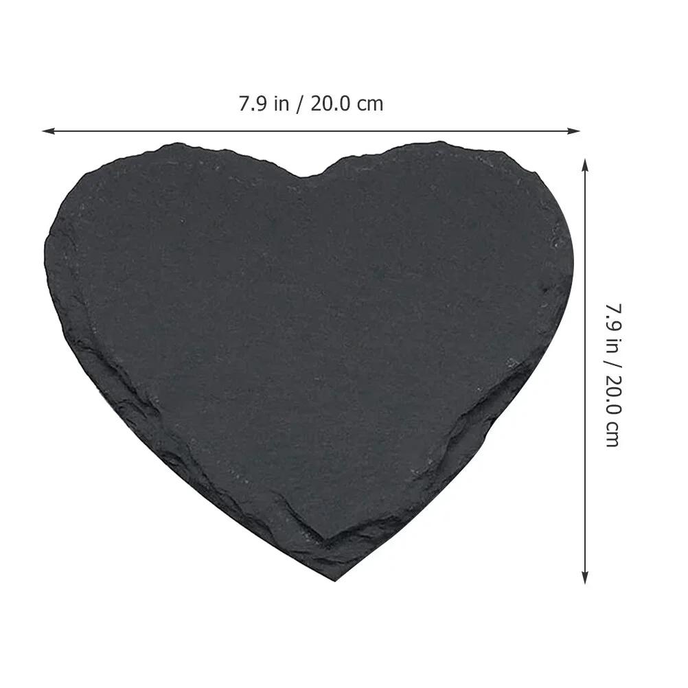3Pcs Natural Slate Steak Plate Heart Shaped Dessert Dish Dinner Plate Food Storage Plate 15*15cm