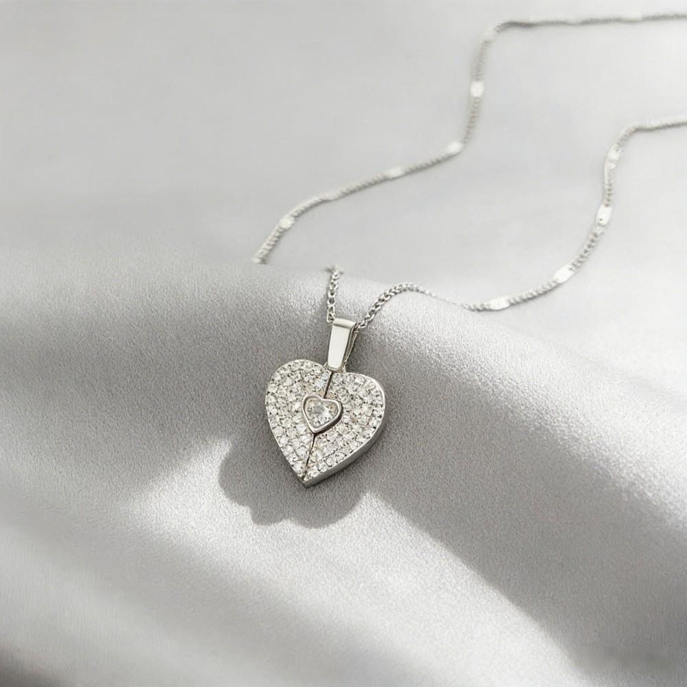 Heart-shaped Pendant Heart-shaped Necklace Handmade Couple Love Locket Heart Opening Locket  Gift