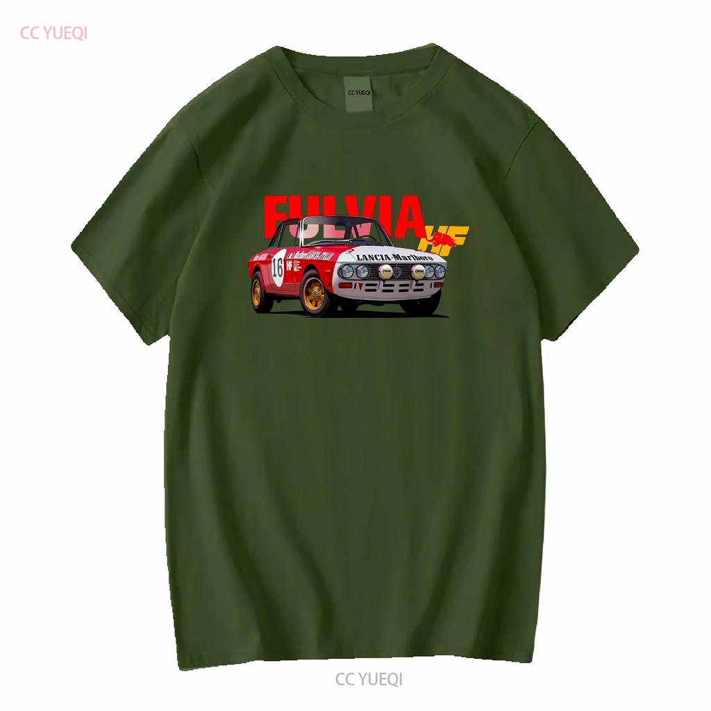 T Shirt Lancia Fulvia Hf Long or Short Sleeves Vintage Washed Homme Comfortable Streetwear Stretched Top For Everyday Wear