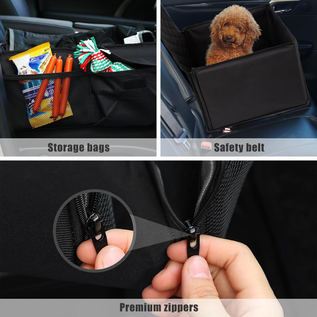 Pecute Dog Car Drive Box Seat Cover with Drive Bed Prevention Lead and Passenger Back for Small Dogs Insole, Foldable, Anti-Slip, Waterproof, Seat,