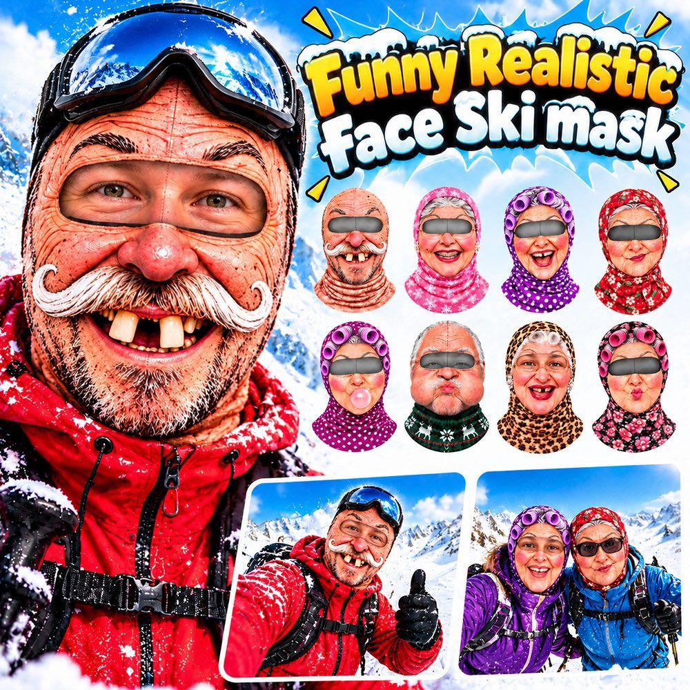3D Face Printed Funny Ski Mask Old Man Pattern Winter Mask Cover  For Outdoor/Cycling/Pranks/Party