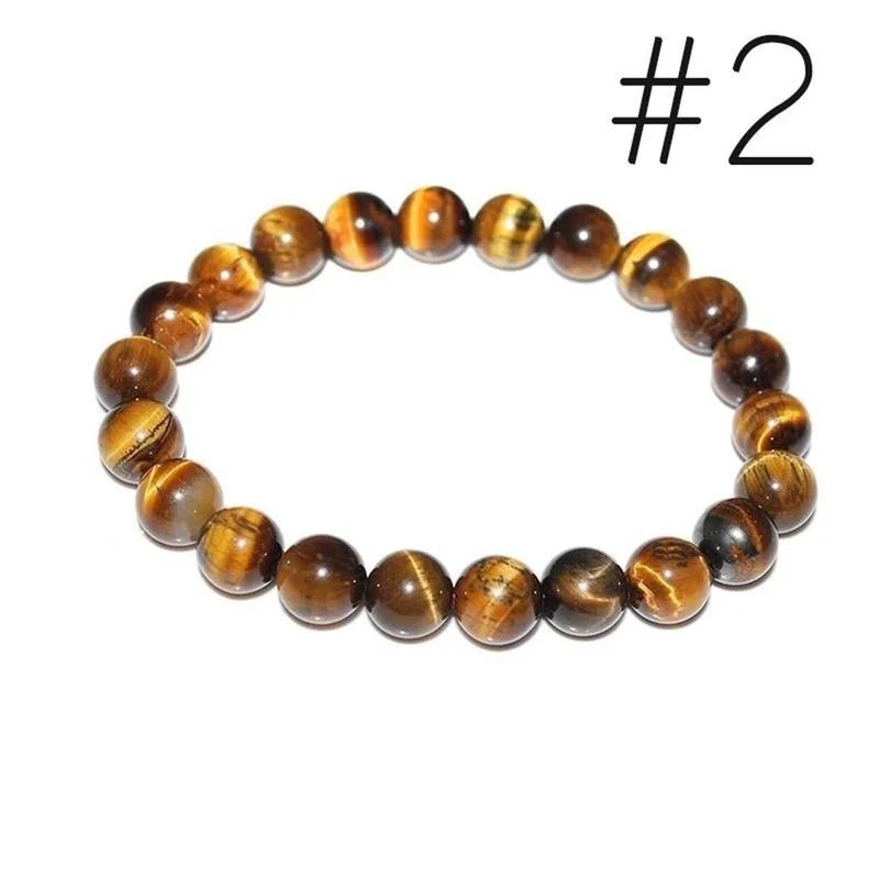 Perles en Pierre Naturelle 6/8/10mm Bracelet Oeil de Tigre Classique Homme Femme Bouddha Lave Noire Bracelets Minimaliste Yoga Méditation Bijoux