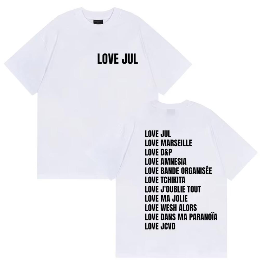Love Jul France Rapper 2025 Album Print T Shirts Men Women Vintage Fashion Short Sleeve T-shirts Casual Oversized Cotton T-shirt