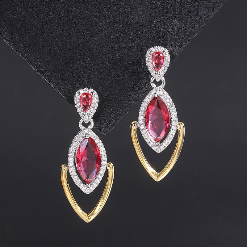 Jewelry Emerald Horse Eye Retro Water Drop Zircon Colored Treasure Diamond-Encrusted