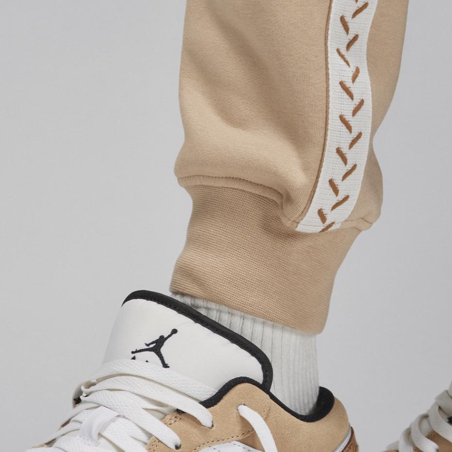 Jordan Flight MVP Jednokolorowe Sznurowane Casualowe Zwężane Dzianinowe Joggersy Męskie Joggersy Khaki FN6356-244