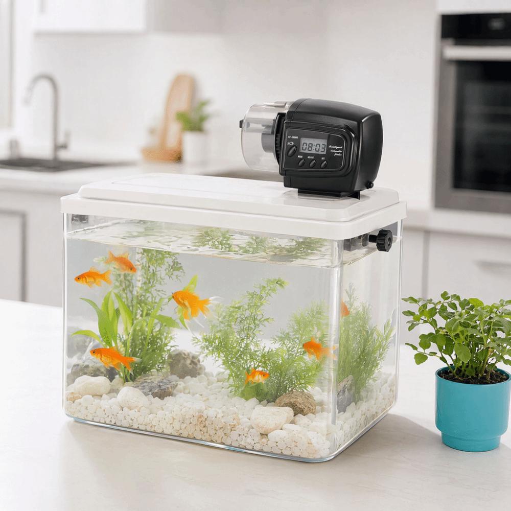 Large Capacity Electronic Fish Dispenser Automatic Feeding Timer  When Away From Home