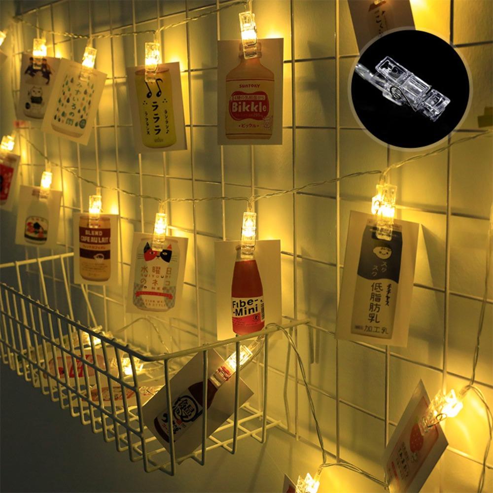 Battery Powered Card Clip String Lights Stars LED Photo Wall Decoration Lights  Wedding Warm Clip-S