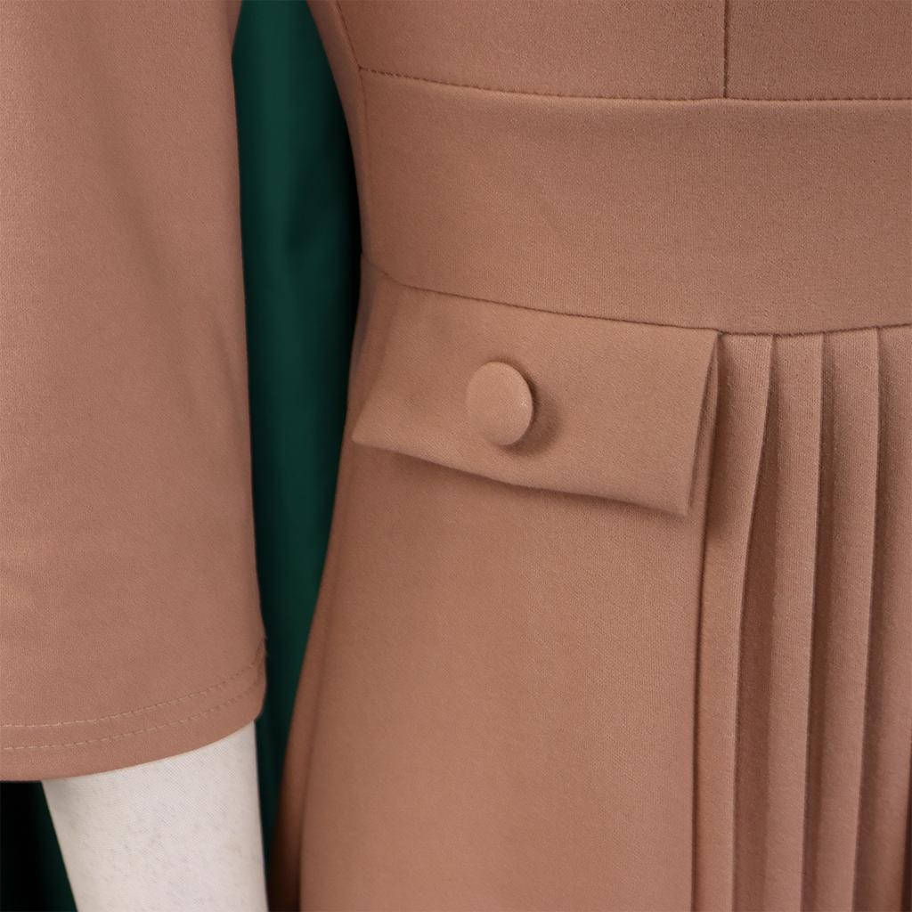 Fashion Women Solid Color Summer Dress Plus Size Cross Border African Dress Pleated Three Quarter Sleeves