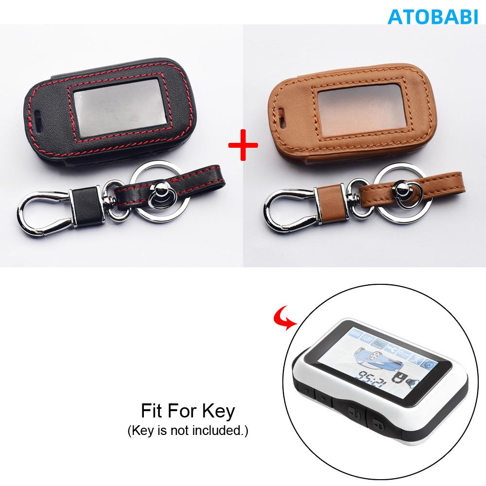 Leather Key Cover Bag For StarLine E60 E90 E61 E91 E63 E93 E65 E95 E66 E96 V2 E97 ECO E7 LTE Two Way Car Alarm LCD Remote Cases