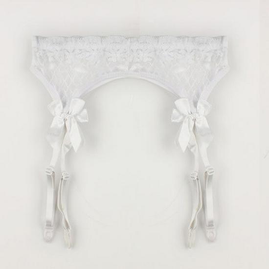 Temptation Lace Garter Stockings Set with Bow: Ultra-Thin & Sexy (Excludes T-Pants) - 2062