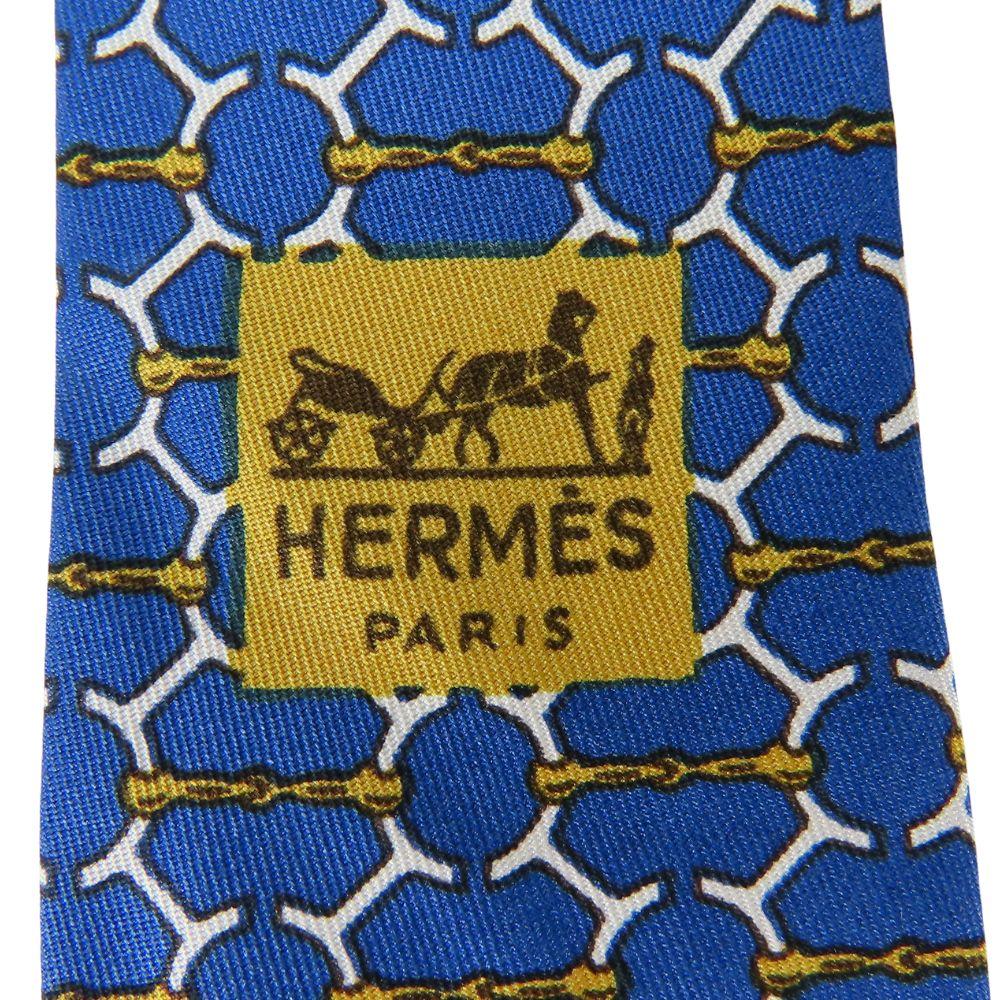 Used HERMES Tie Toyota Limited Edition Silk Blue Gold Business