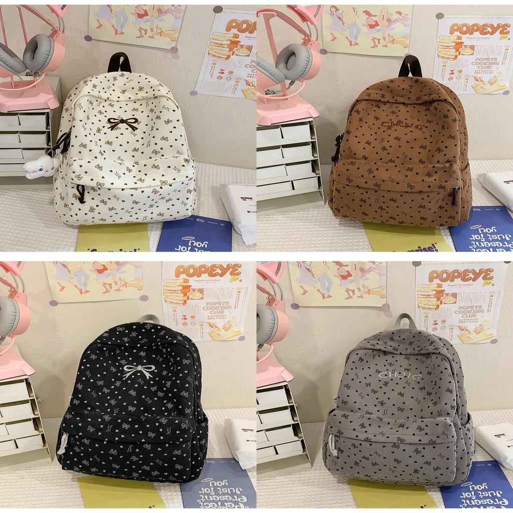 Rucksack im koreanischen Stil mit Schleifen und Stickereien für die Universität und den täglichen Gebrauch
