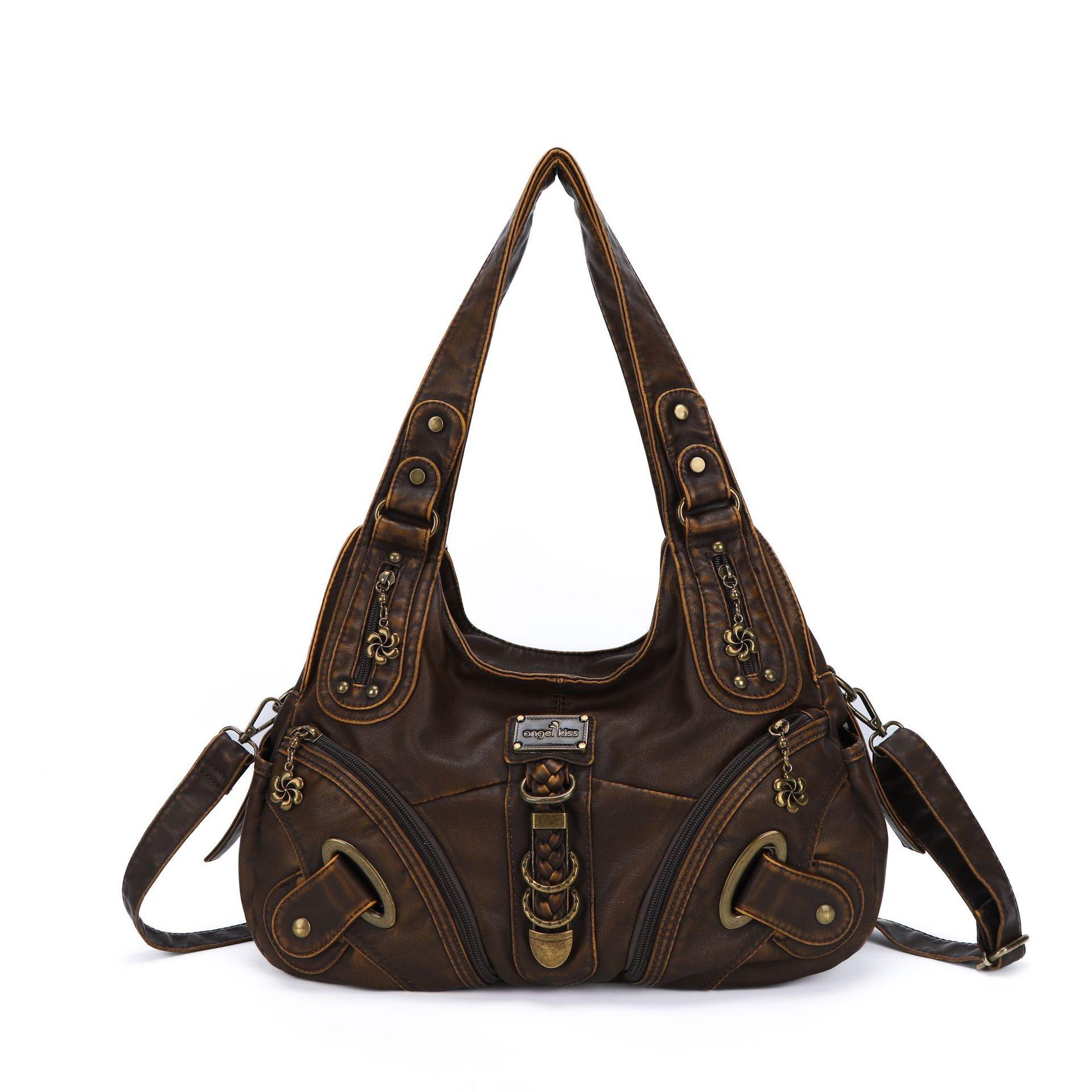 

Original Designer Brand Spicy Girl Retro Distressed Large-capacity Soft Leather Single-shoulder Crossbody Bags for Women