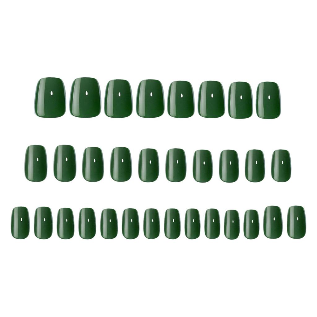 Unghii false scurte, high-end, de culoare uni, la modă, în stil european, verzi, care fac pielea să pară mai deschisă, tipsuri gata de purtat
