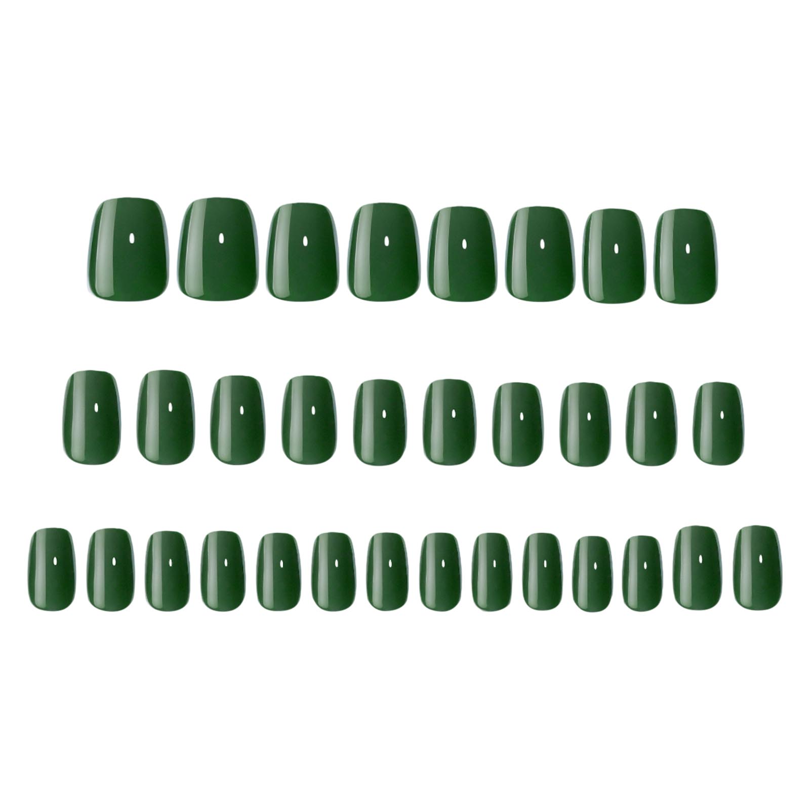 

Модные однотонные высококлассные короткие зеленые накладные ногти в европейском стиле, которые делают вашу кожу более светлой, готовые к носке типсы для ногтей One Size зелёный