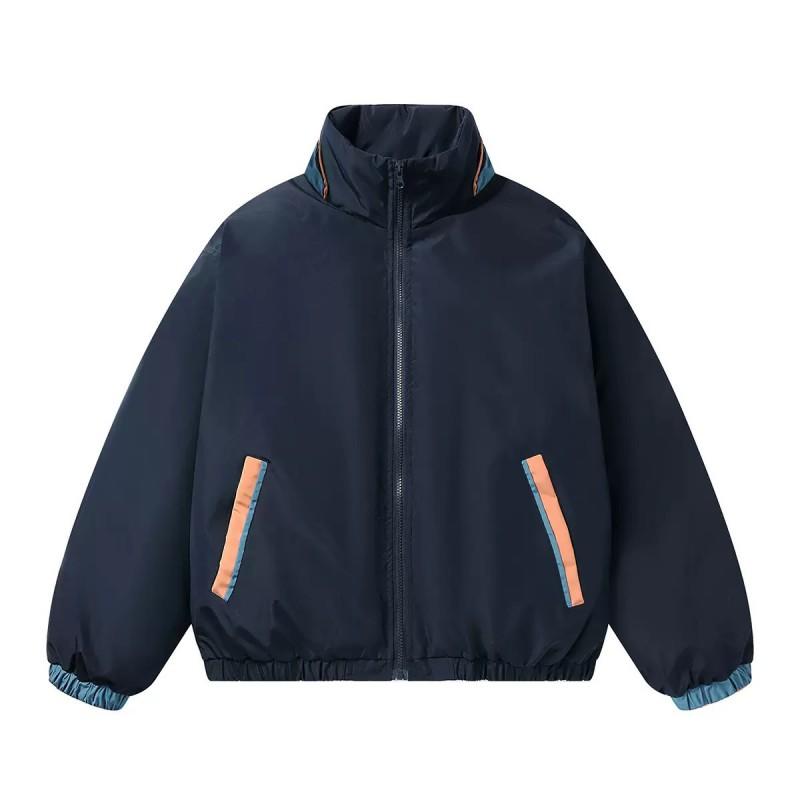 Mens Winter Stand Collar Thick Cotton Coat Casual Loose Harajuku Style Warm Outerwear