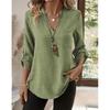 Women's Spring and Summer Loose Solid Color V-neck Commuter Shirt