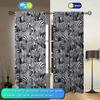 2pcs Zebra Black and White Striped Seamless Polyester Fiber Pole Mouth Curtain   Semi Transparent Without Lining