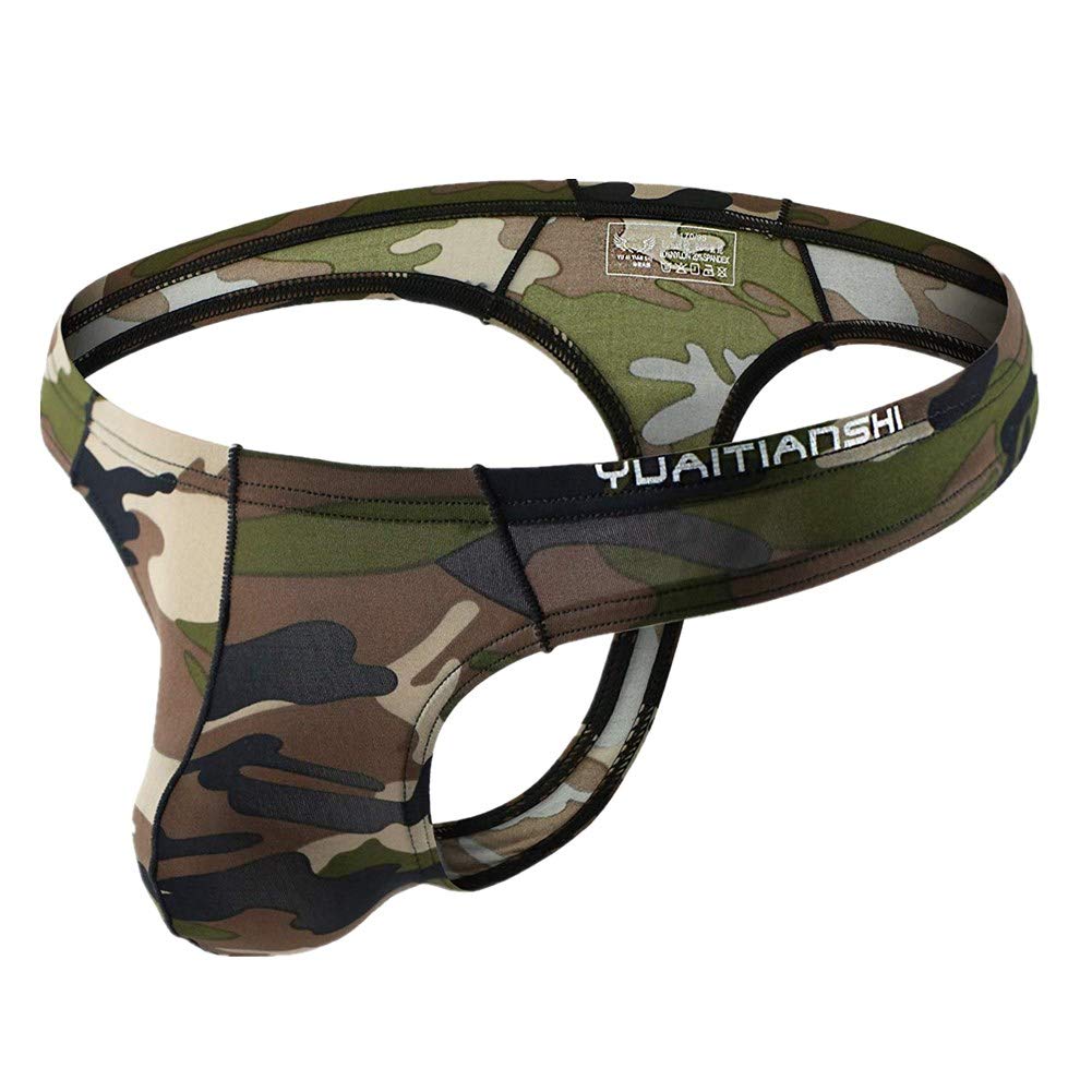 CSMARTE Modal Camouflage Thong Briefs Army Men's (1 Brief, Green, XL)
