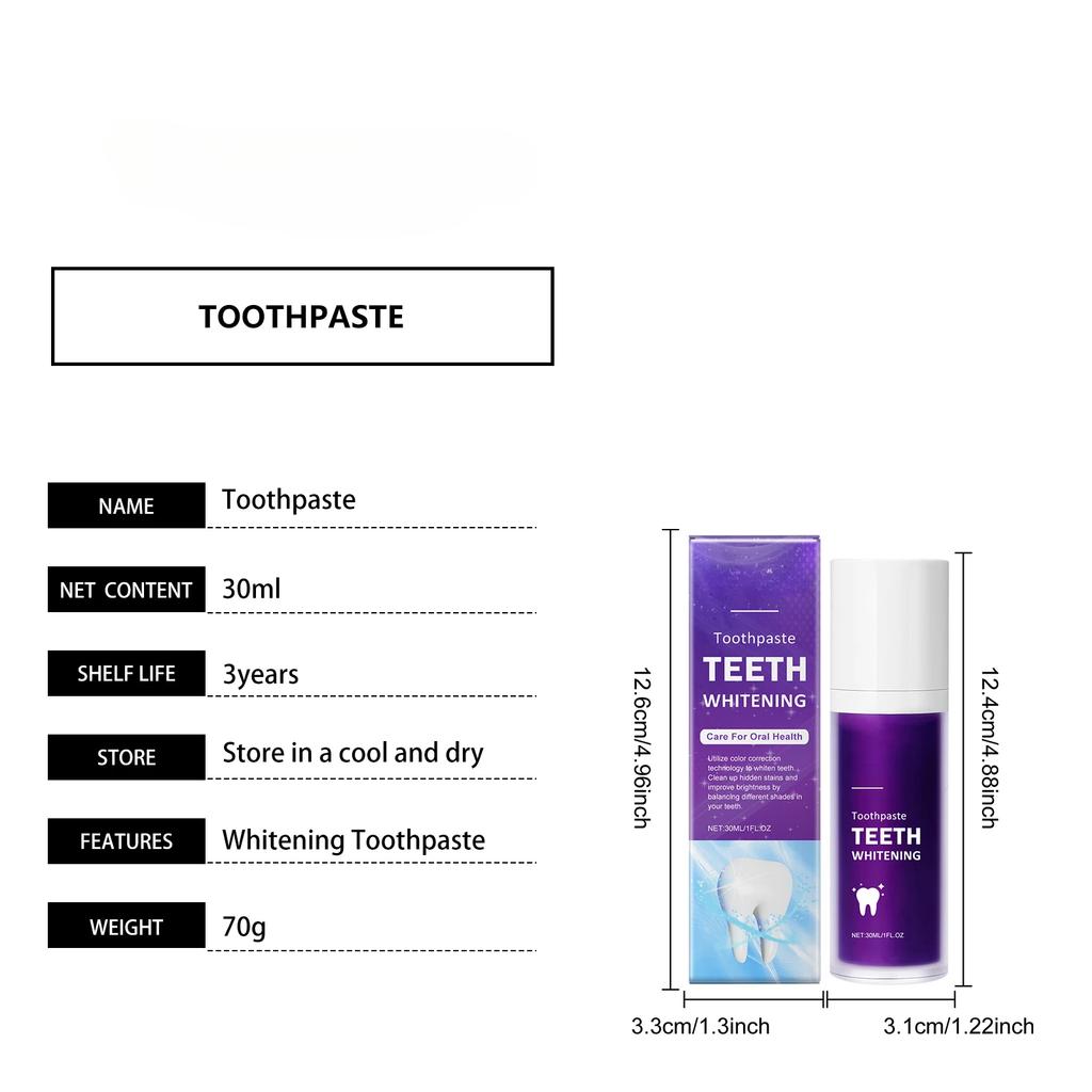 Purple Corrector Teeth Whitening Toothpaste Removal Tooth Stains Cleaning Oral Hygiene Bleaching Dental Fresh Breath Tooth Care