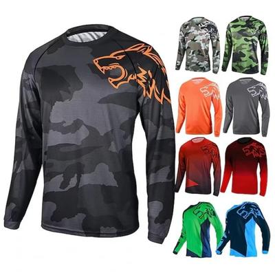 Herren Abfahrtskleidung Radsport Langarm Fahrradoberteile Mountainbikes Atmungsaktiv Feuchtigkeitsableitend Weich Schnelltrocknendes T-Shirt