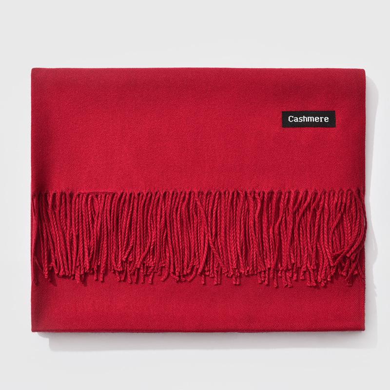 2024 Autumn/Winter Women's Solid Color Faux Cashmere Shawl & Snood Scarf Set