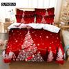 Red Christmas Duvet Cover Set King Queen Size for Single Double Bed Linens Quilt Comforter Pillow Case 3D Full Twin 3PCS 2PCS