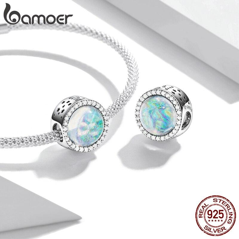 

BAMOER Винтаж Стерлингового Серебра 925 пробы круглый великолепный кулон-подвеска подходит для самостоятельного изготовления браслета для женщин эффектные ювелирные изделия подарок на вечеринку 925 silver