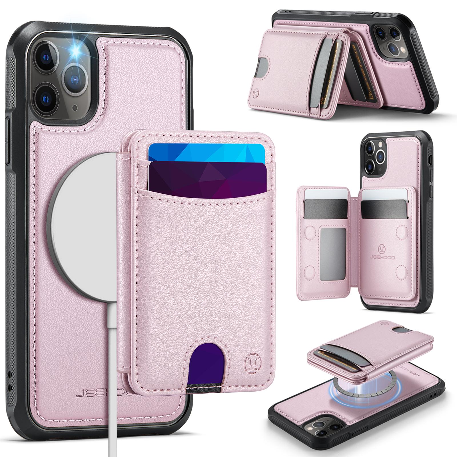 

For iPhone 11 Pro Case JEEHOOD J10 Compatible with MagSafe Leather Back Phone Cover with Detachable Card Holder Kickstand