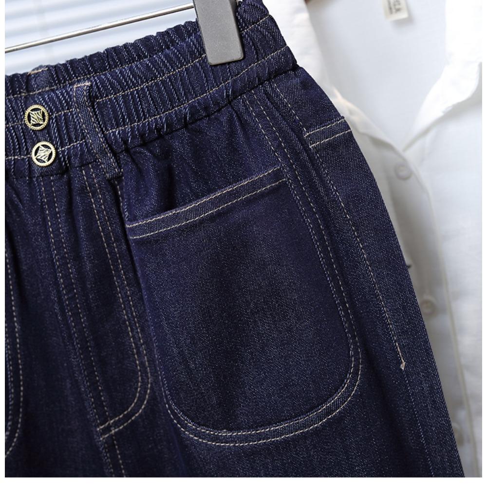 DIMANAF 2025 Plus Size Autumn Women Jeans Pants Denim Flared Pants Elastic Blue High Waist Trousers Oversize New Pants 5XL