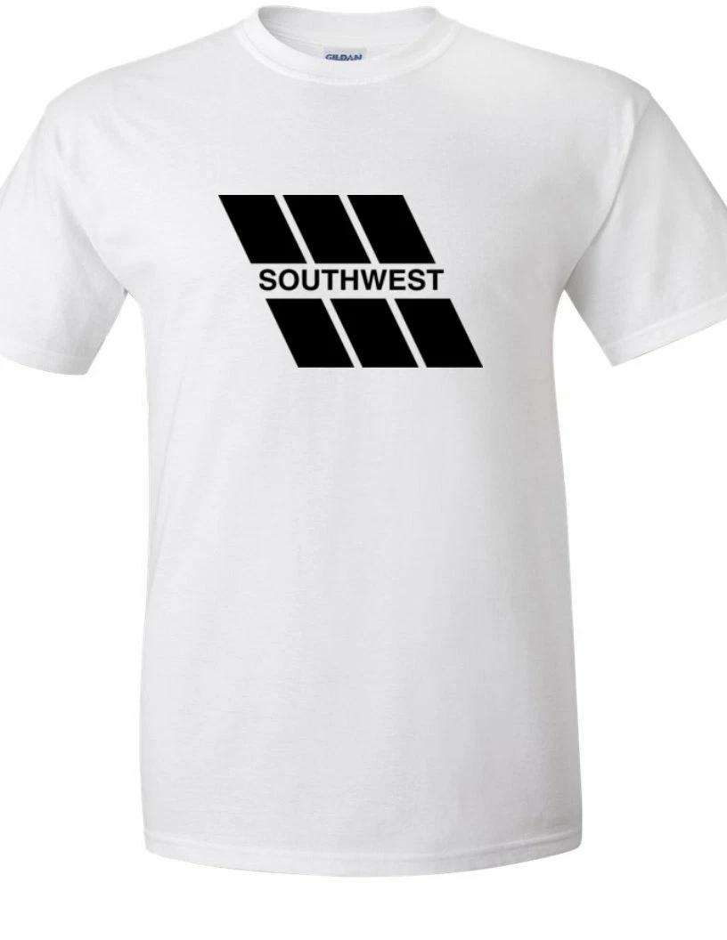 SOUTHWEST Airlines Retro Logo Tee Shirt US Air Travel Black White Cotton T-Shirt 4XL