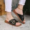 Summer New Platform Women's Slippers Foreign Trade Large Size European and American Fashion Beach Slippers Belt Buckle Cross Belt Slippers