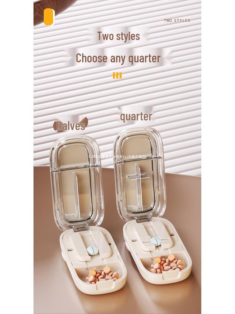 Portable Travel Pill Cutter: Splits Pills Into Halves or Quarters