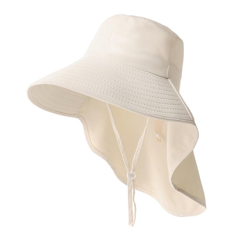 Mountaineering hat large brim summer outdoor waterproof shawl hat ponytail removable UV protection neck bucket hat