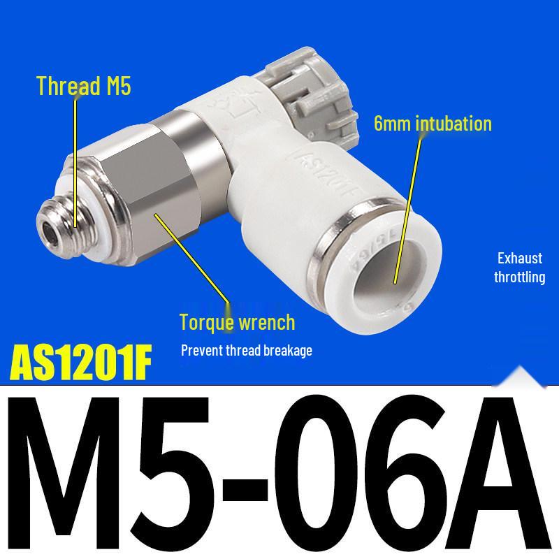 SMC AS1201F Pneumatic Speed Control Valve - Adjustable Throttle Push-Lock Fitting for Cylinder Control