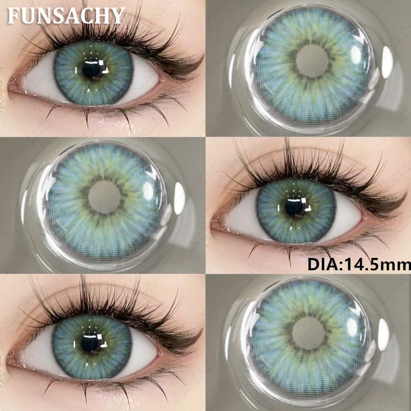 FUNSACHY Nové Módní Kontaktní Čočky 14.2mm Barevné Oční Kontaktní Čočky Modré Přírodní Čočky Šedé Zorničky Oční Make-up Kosmetika Roční