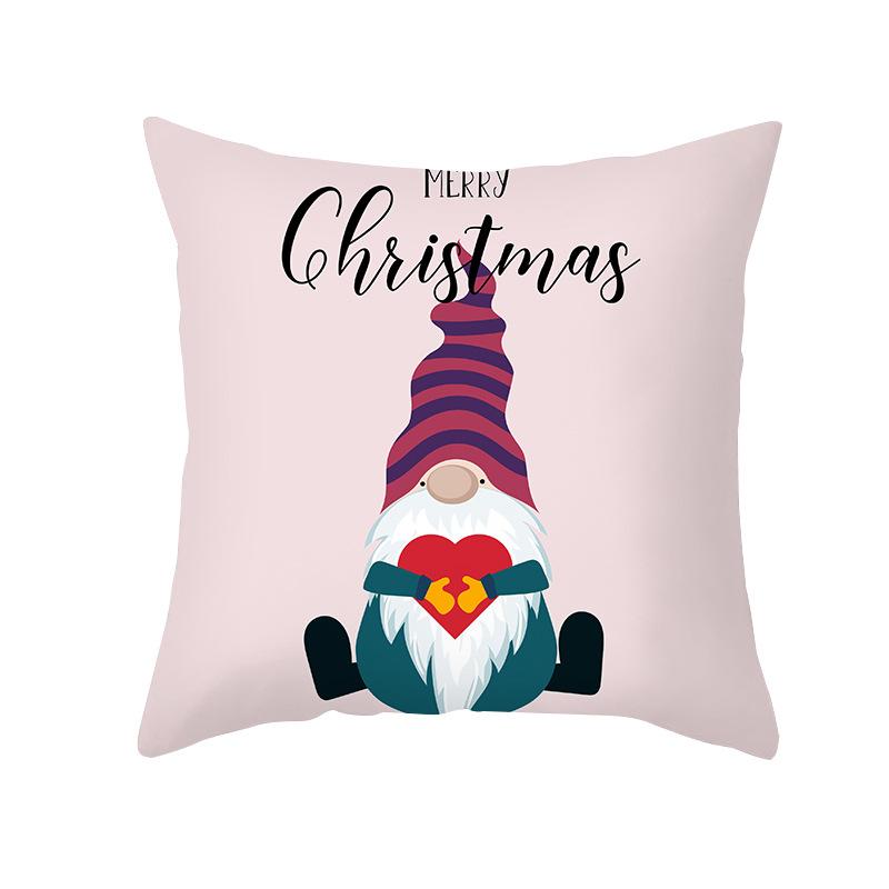 Cartoon Printed Christmas Pillow Case Peach Skin Santa Claus Wish Pillow Home Sofa Cushion