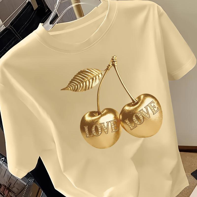 

Cherry Graphic Print Women s Short Sleeve T-Shirt S