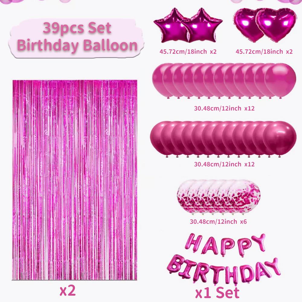 

Birthday Rainsilk Curtain Balloon Set Birthday Letter Heart Five Star Aluminum Foil Balloon Birthday Party Decoration Other розы красного