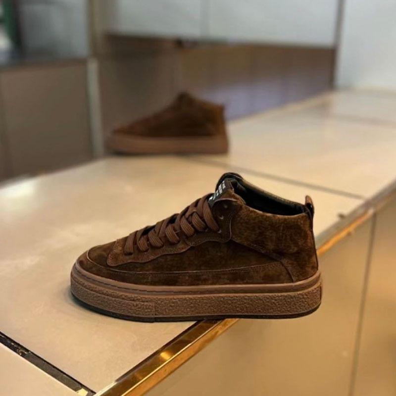 Autumn new leather velvet warm skateboard shoes casual high shoes dnh
