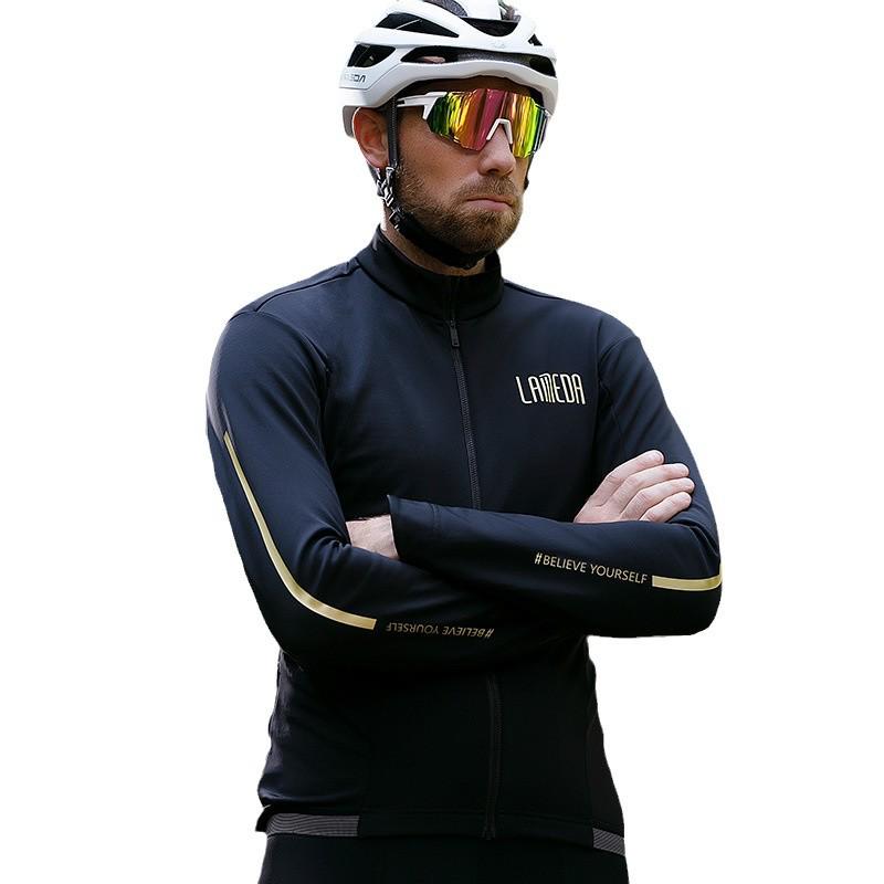 Lampaida Windproof Fleece Cycling Jacket for Men & Women - Warm Long Sleeve for Road & Mountain Biking in Autumn & Winter