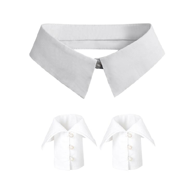 Fashion Versatile Wristband and Detachable Collar Set Shawl Versatile Lapel Detachable Collar Shawl for Dress Shirt