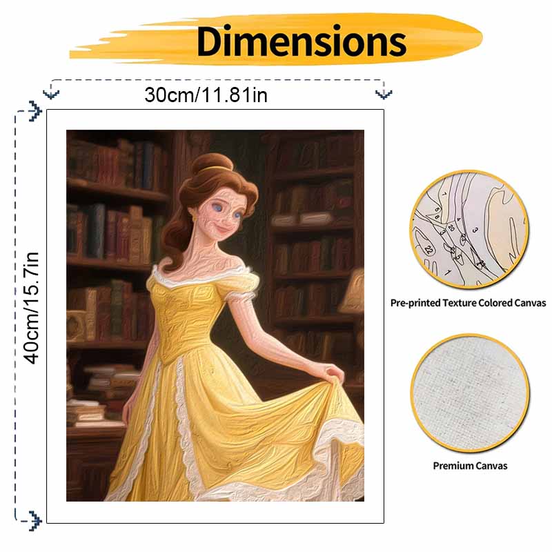 Disney Belle Beauty and the Beast Digital Oil Painting Art Kit Hand Painted Home Decor