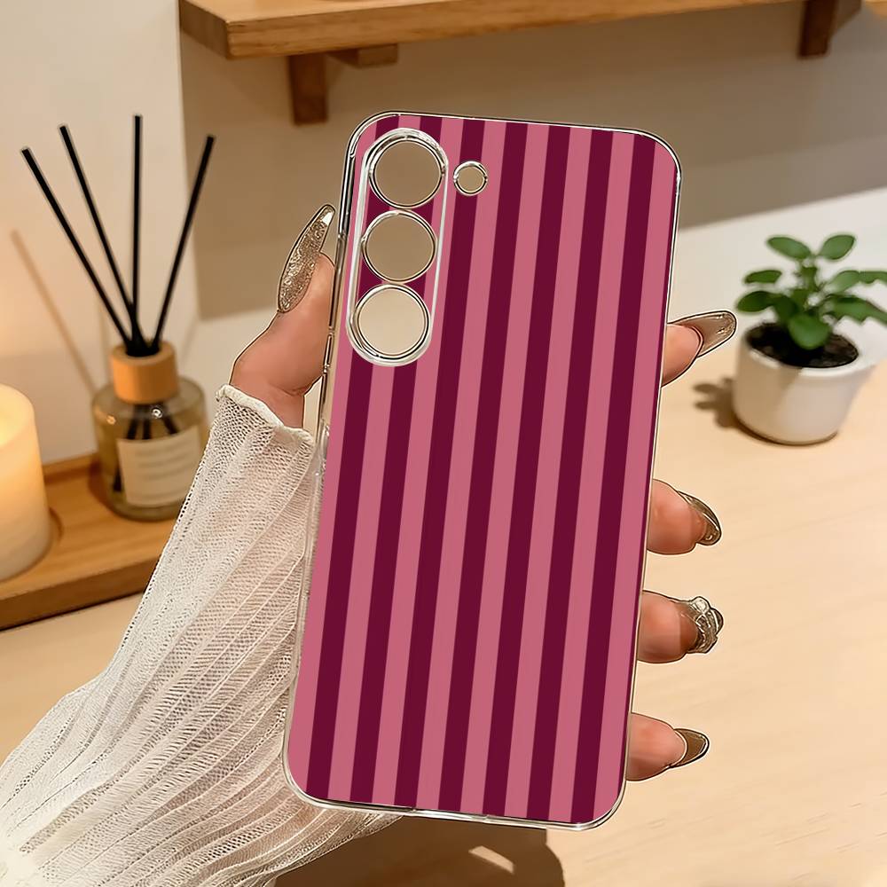 B-Burgundy White S-Stripe Phone Case For Samsung Galaxy A71,A70,A52,A51,A40,A30 Transparent Cover