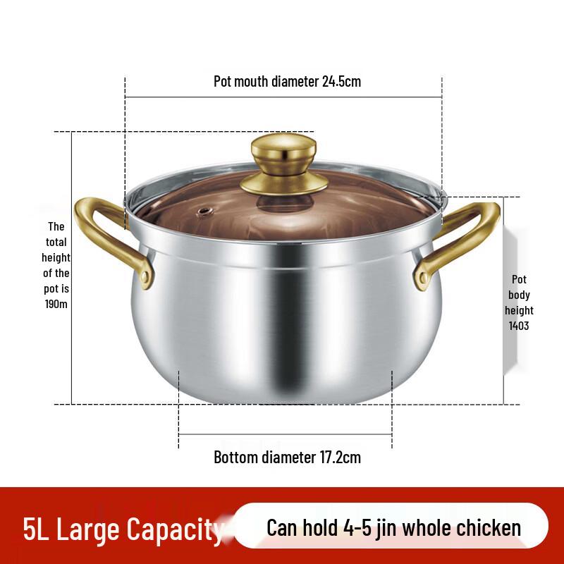 

ZISIZ Stainless Steel Induction Soup Pot