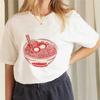 Noodle Bowl Printed Cartoon Pattern Summer Women's Casual Round Neck Short Sleeved Clothing Basic Top New Harajuku T-Shirt
