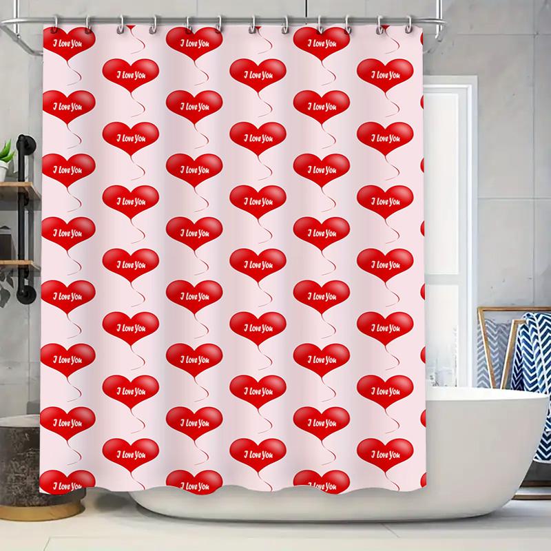 

Love You Printed Shower Curtain Red Heart Balloons Pink Background 180x240cm Home Decor Bathroom Accessories Free Shipping 90x180cm