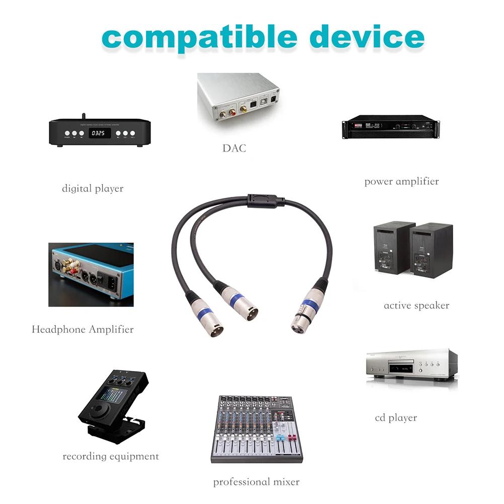 3 Pin XLR Female To Dual XLR Male Cable for Mic and Speaker with Noise Reduction for Amplifiers and Audio Equipment