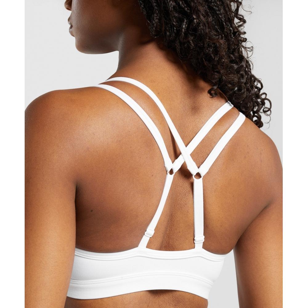 Gymshark Double Up Sports Bra White B8a5v Wb57